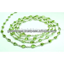 Beautiful Bezel Paridot Beaded Chain, Gemstone Bezel Jewelry Supplier